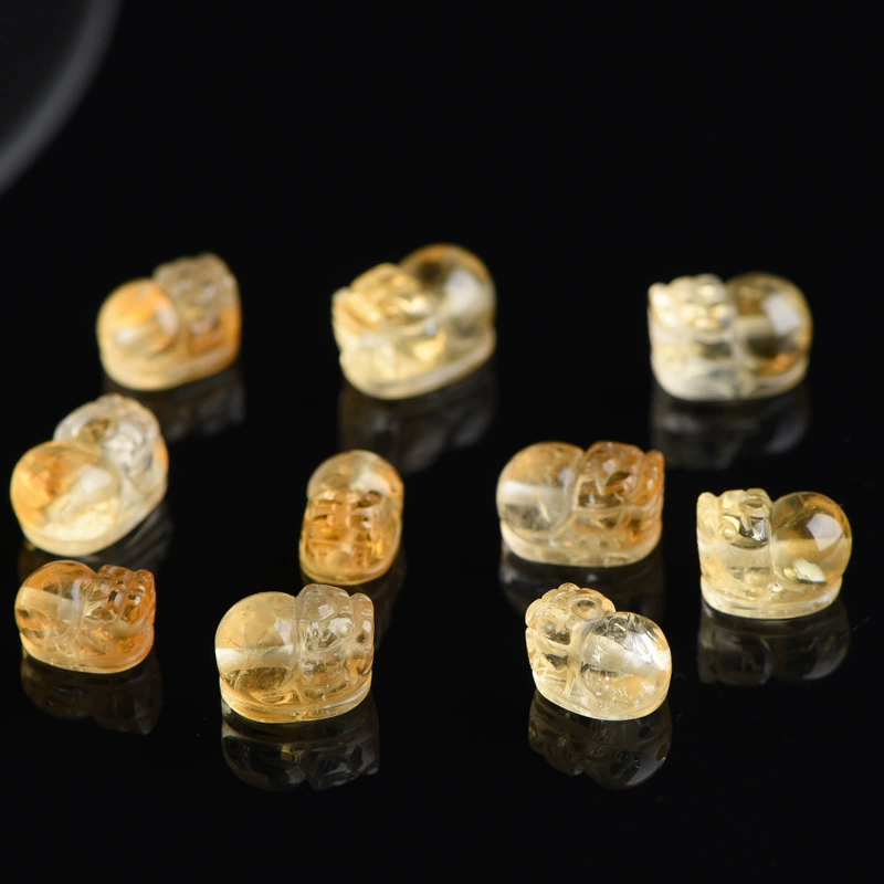 Подвеска из натурального цитрина Beibeifu с изображением Пиксиу, кристаллы, мелкие кусочки, для самостоятельного изготовления, желтый кристалл в форме башни, бразильский желтый Пиксиу, оптом