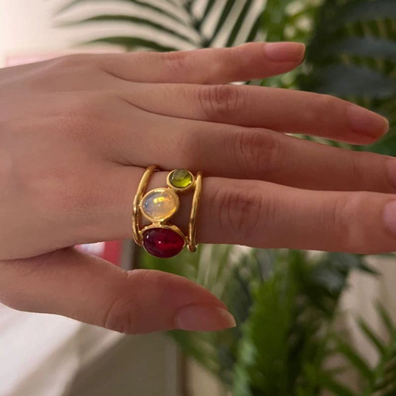 Brand fashionable ring, french style, with gem, light luxury style, high-quality style, 2022