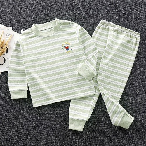 Children's Autumn Top and Bottom Set  Color Cotton Innerwear for Boys and Girls, Baby Sleepwear and Home Clothing for Infants in Autumn