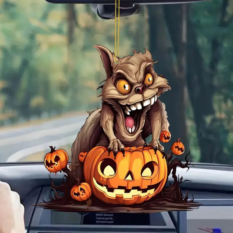 Amazon Halloween decoración de árbol de navidad adorable acrílico gato colgante de decoración de fiestas familiares colgante image 2