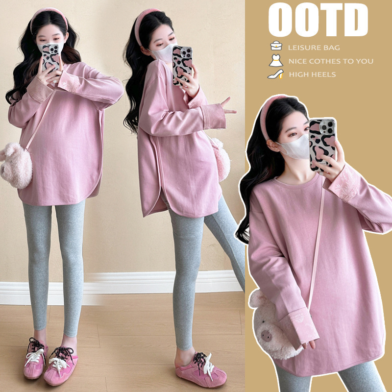 2025 Autumn Clothing Quality New Maternity Clothes Loose Fashion Trendy Mom Casual Large Size New Chinese T-Shirt