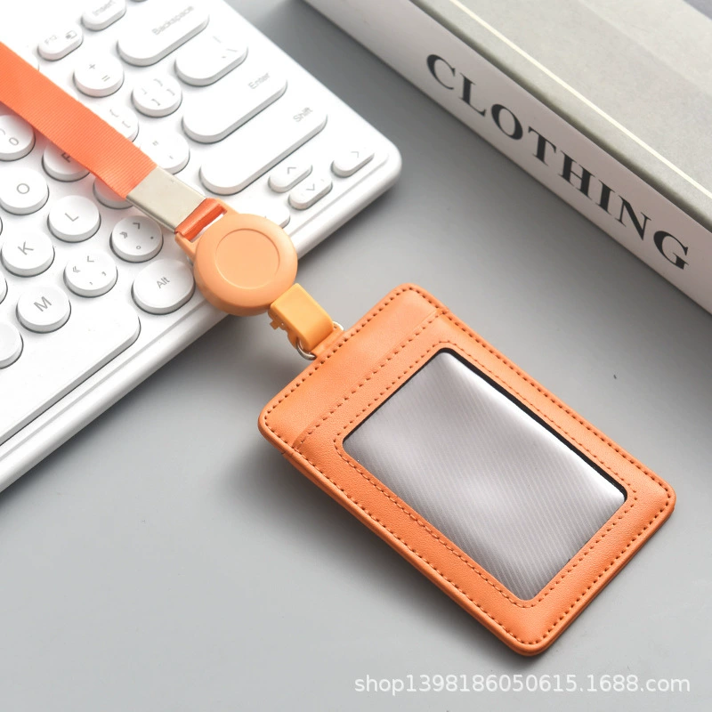 retractable factory brand identity protection cover work ID card holder with lanyard employee badge student ID card ID card