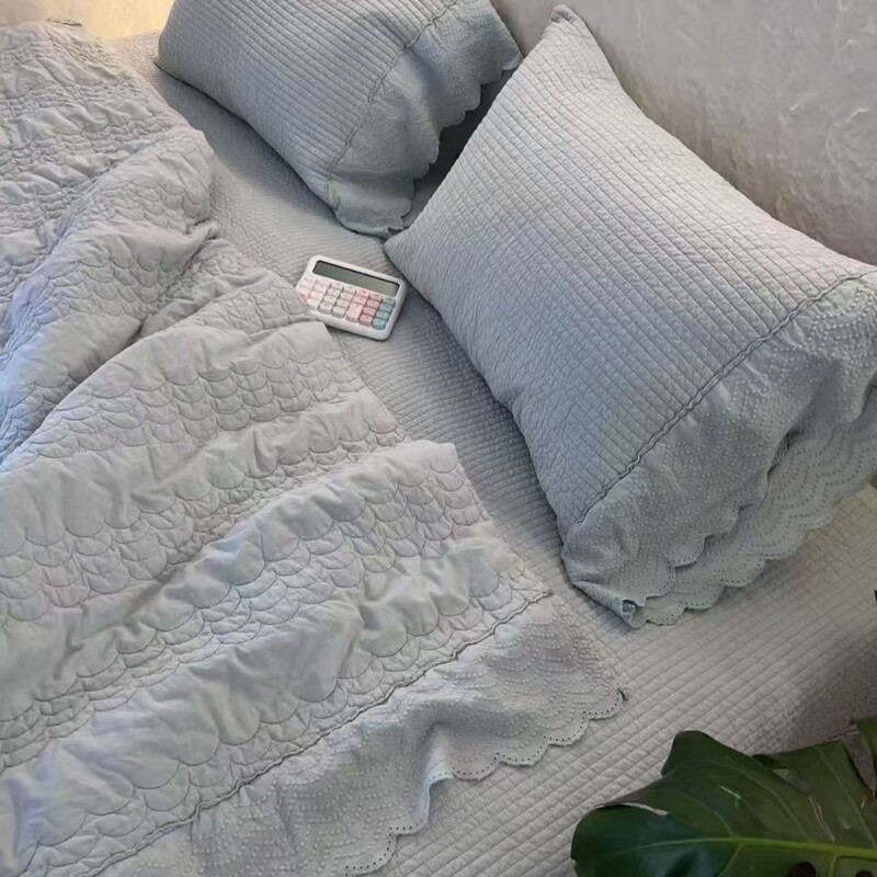Mermaid Princess Korean Sand-Washed French Lace Bed Cover Three-Piece Set Multi-Functional Quilt Cover Four-Piece Set
