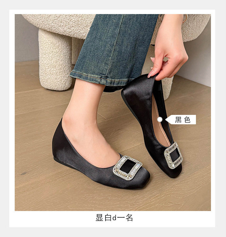 Giày bệt nữ mũi vuông khóa vuông cổ thấp chất liệu da lộn, phong cách công sở dễ phối đồ — Màu hồng, Màu nâu cà phê, màu đen chi tiết 11