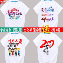 纯棉T恤印制班服印做diy同学会周年聚会衣服白色男女短袖印字logo