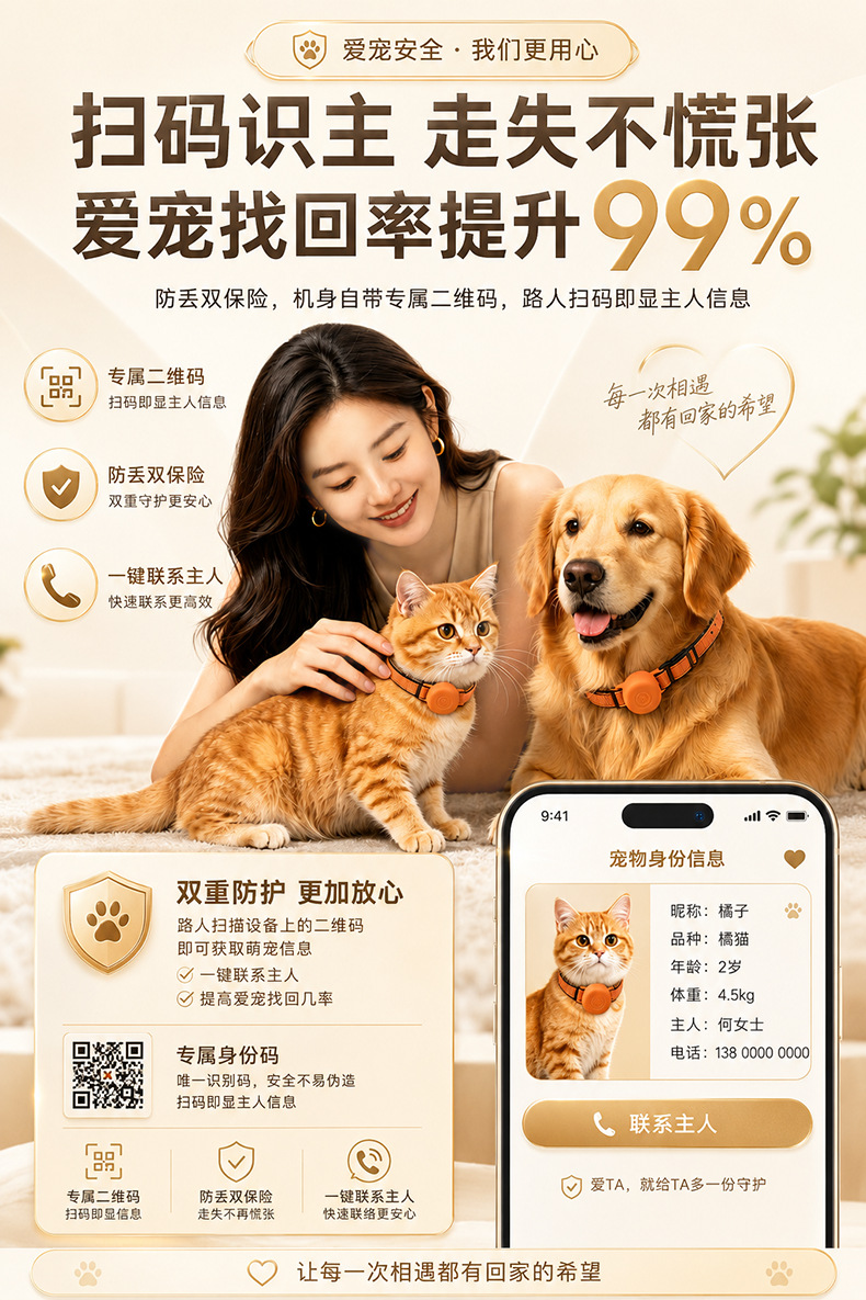 Smart pet collar locator, cat anti-lost device, waterproof GPS tracker, puppy anti-lost tracker