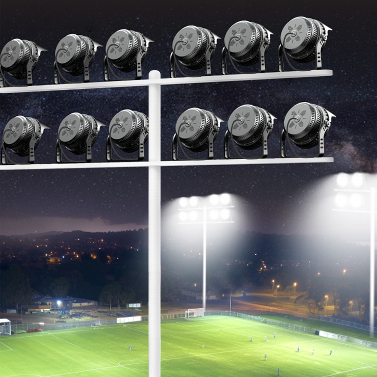 luces de estadio de alta potencia estadios impermeables al aire libre luces de poste alto ingeniería de luces de campo redondo