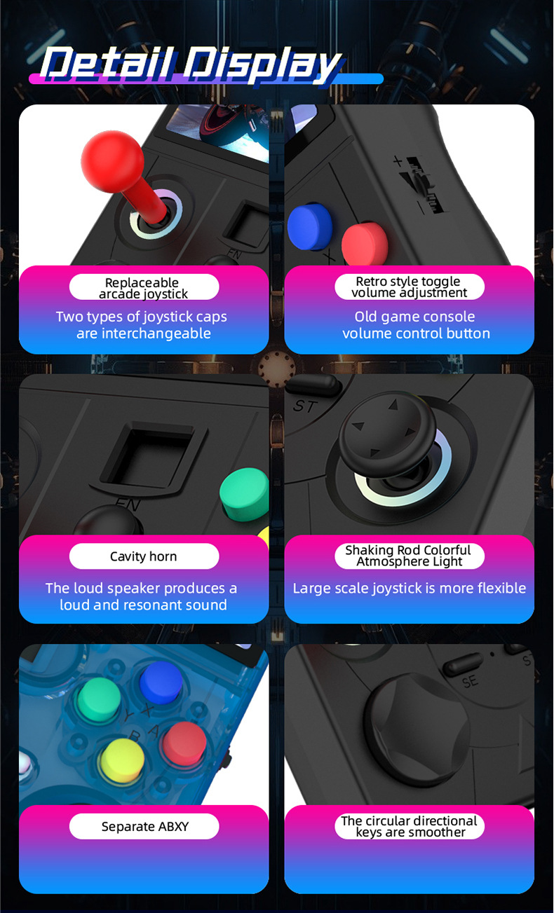 Grenzüberschreitende tragbare 4-Zoll-Open-Source-WLAN-Online-Spielkonsole im Retro-Arcade-Stil (DC40V)._voghion.com