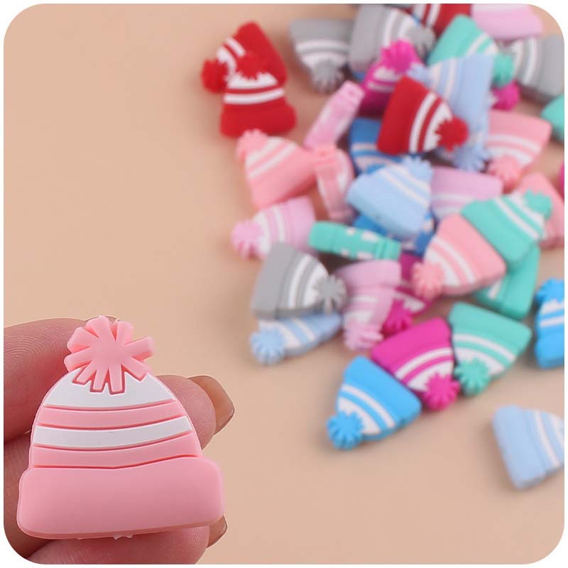Suministros para bebés de dibujos animados de silicona de Navidad sombrero mordedor cuentas creativas DIY bebé molar Cadena de pezón cadena anti-caída Accesorios