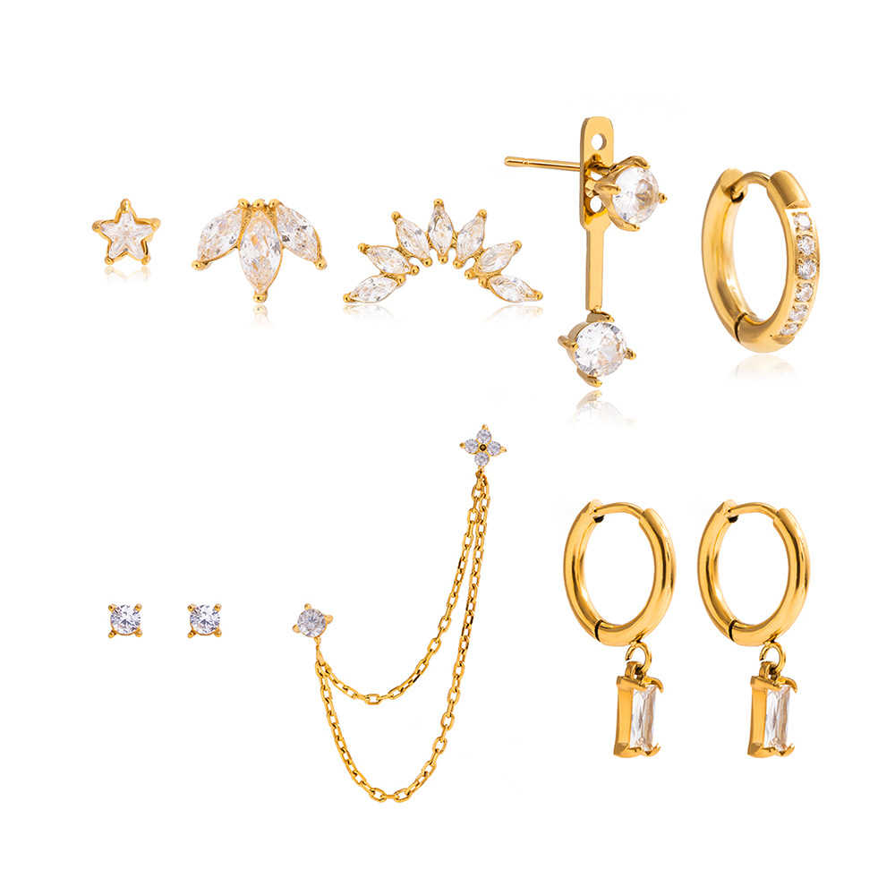 Wanxing Oumeido para una tarjeta aretes de zircon ligero lujoso de alto nivel aretes de acero inoxidable joyas transfronterizas diseño de nicho image 6