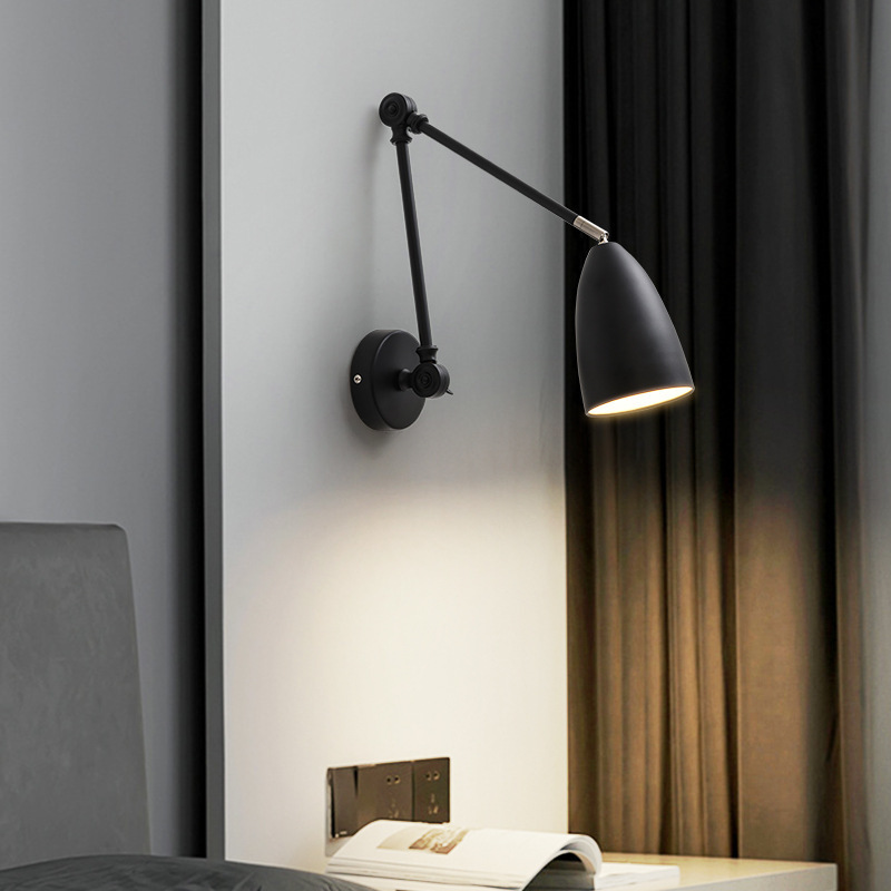 Wall Lamp Nordic Modern Simple Telescopic Swing Arm Study Aisle Wall Lamp Living Room Background Wall Lamps Bedroom Bedside Lamp
