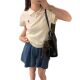 2024 New Vintage Polo Collar Pony Embroidery Summer Korean Style Casual Knitted Shirt All-Match Slim Simple apricot