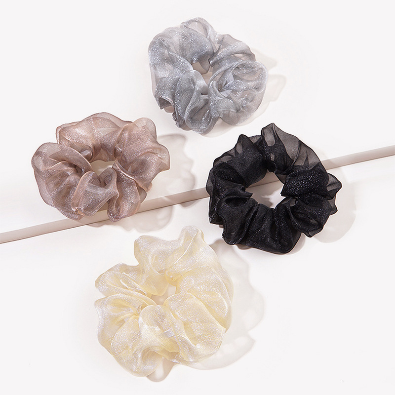 网纱发圈大肠圈橡皮筋发圈女网纱亮银丝发绳头饰发绳简约气质个性