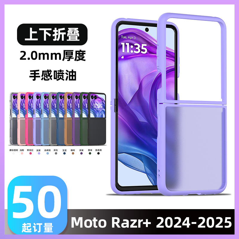 Transfronterizo Moto Razr + 2024 / 2025 piel de la caja de teléfono semipermeable esmerilado cubierta plegable a prueba de caídas