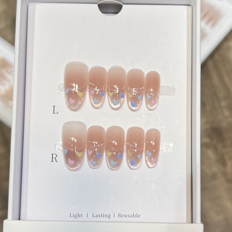 [Doba Press Love] Small Clear Wear Armor Handmade Nude Blush Ice Penetrate Cat's Eye French Removable Armor