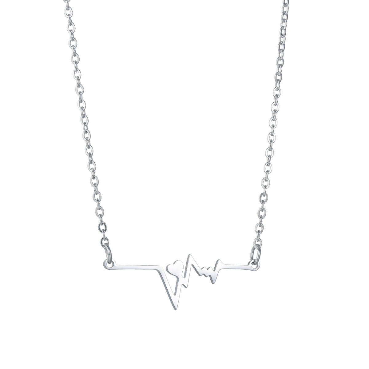 Korean Style Electrocardiogram Stainless Steel Necklace display picture 4