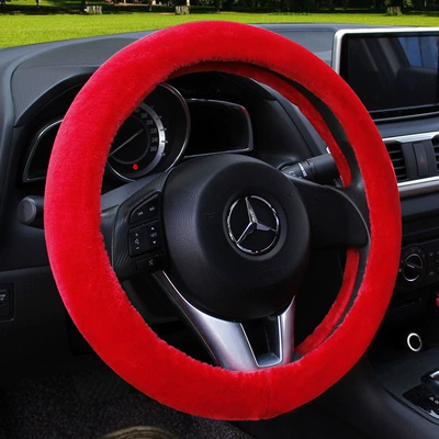 Steering wheel cover — foreign trade generation new short - solid-red-steering-wheel-cover-round-38cm