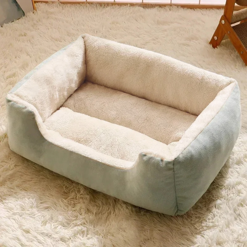 猫小屋と犬小屋マット、オールシーズン対応のユニバーサルペット用品、見栄えの良い中小型犬用ソファベッド、冬用暖かい正方形の巣|undefined