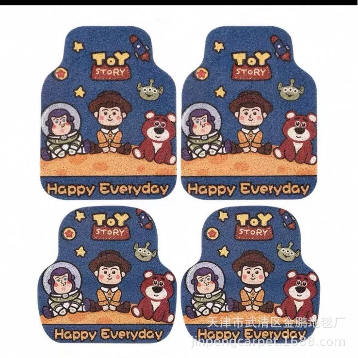 Car Floor Mats with Wire Loops, Cartoon Design, Anti-Dirt, Non-Slip, Special-Shaped, Wear-Resistant, Easy to Maintain, Suitable for Electric Vehicles