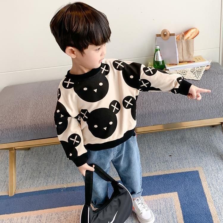 Boys' Autumn Sweatshirt 2024 New Style Children's Clothing Korean Style Long Sleeve Top Popular and Stylish for Toddlers and Children in Spring and Autumn
