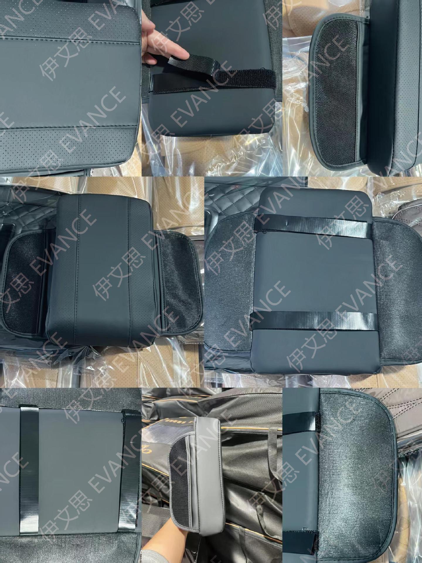 Car armrest box pad with mesh pocket, universal storage armrest box pad, universal car central elbow heightening pad