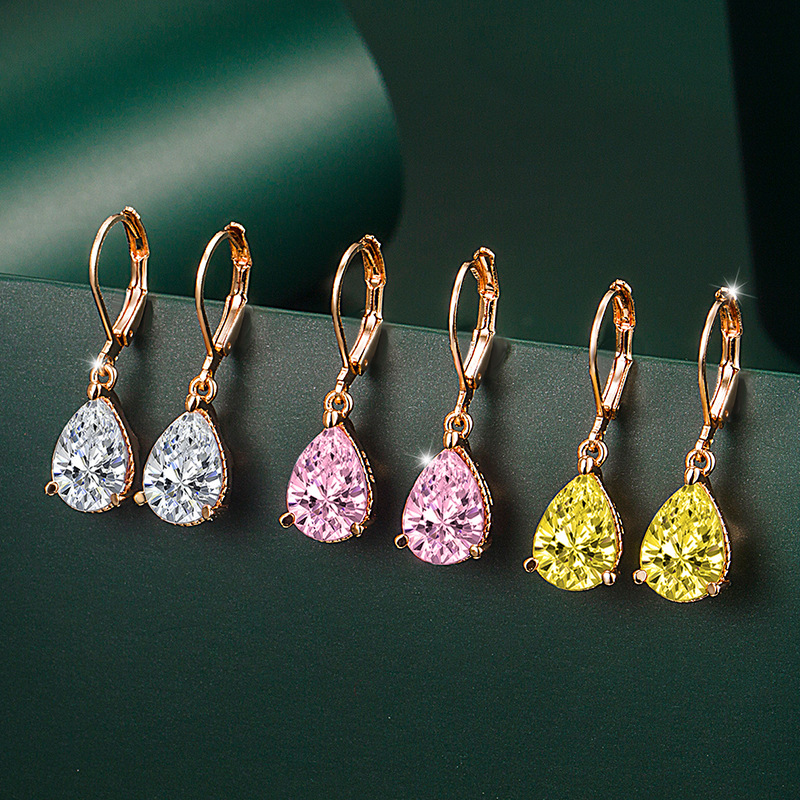 S925 Silver Needle Mossian Stone Drop Earrings Lottery Yellow…