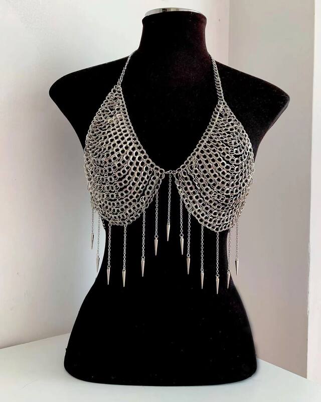 180009 European and American vest Small Pointed Tassel Pendant Metal Chain Stitching Combination Top Small Vest Body Chain 180009 European and American vest Small Pointed Tassel Pendant Metal Chain Stitching Combination Top Small Vest Body Chain