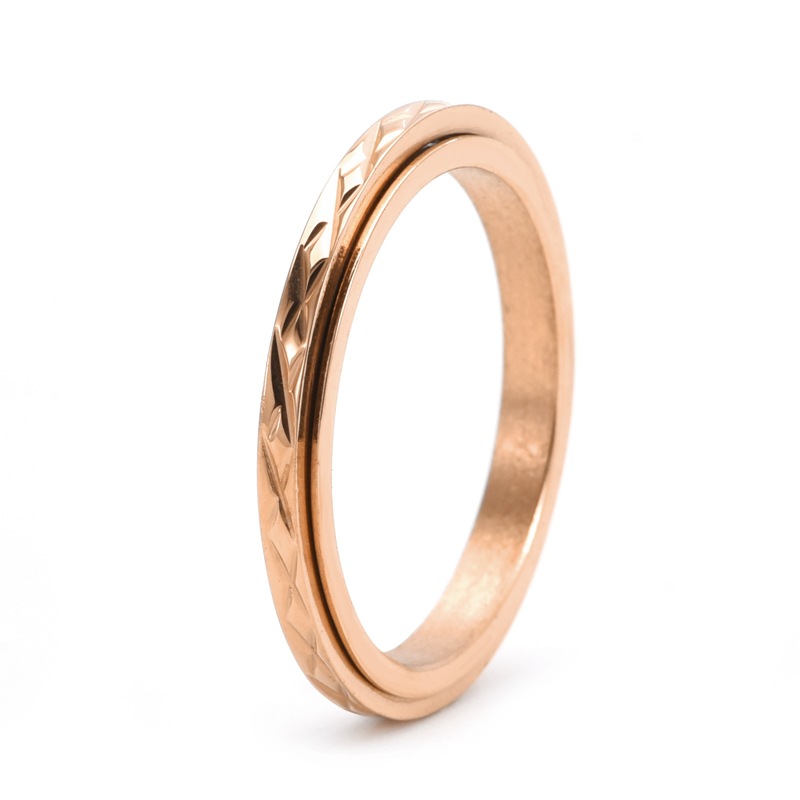Titanium Steel Material Simple Style Solid Color Titanium Steel Polishing Women's Rings Anxiety Ring Punk Rings