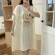 2025 New Flower Summer Pajamas Women's Loose Plus Size Plus Size Skirt Cartoon Foreign Trade Southeast Asian Culture Nightgown