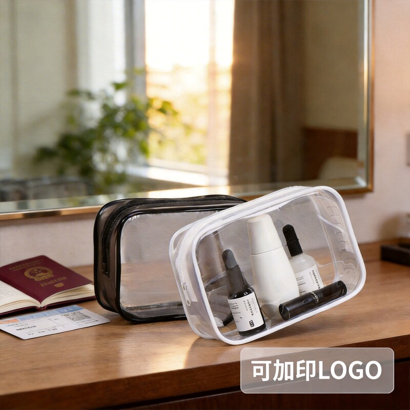 Spot Ins Transparent Black Cosmetic Bag Wholesale Pvc Travel Wash Zipper Bag Large Capacity Daily Necessities Storage Bag