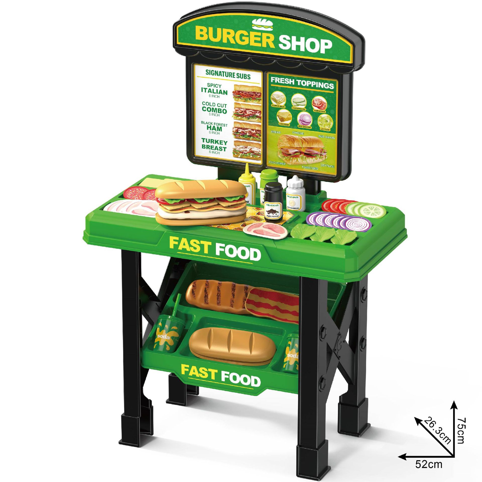 Simulación de hamburguesas transfronterizas para niños mesa de comedor de comida rápida set de mesa de cocina juguetes caseros