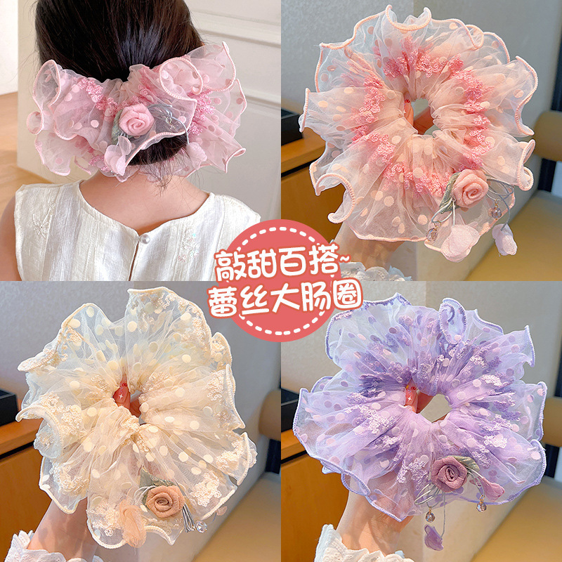 女の子のピンクのレースの花のヘアバンド子供の後頭部のヘアスタイル雰囲気ヘッドバンド少女のヘアロープヘッドフラワー|undefined