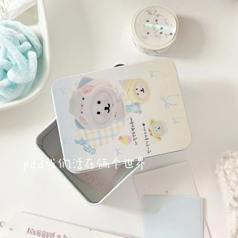 自虐的なクマの UV プリント鉄箱、星を追う女の子の必需品、鉄箱、小さなカード収納、ガールズハートカード収納ボックス|undefined