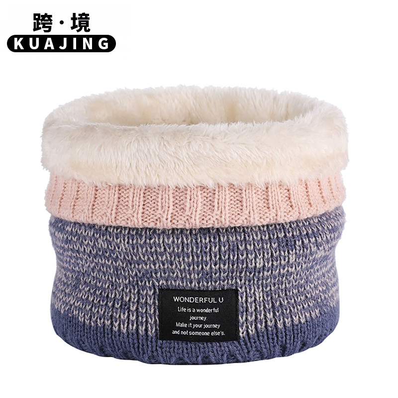 Зимний пуловер-шарф Мужская и женская мода поддельный Высокий воротник градиентный воротник шерстяной вязаный шарф оптом градиентный цвет с логотипом