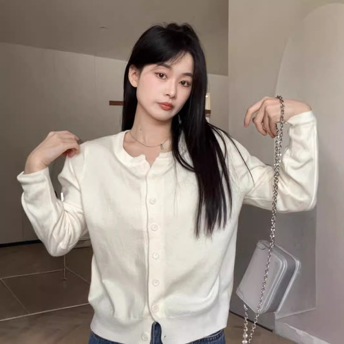 Women's Loose Fit Long Sleeve Knitted Cardigan Sweater, Casual and Versatile Outerwear Top, Thin and Luxurious