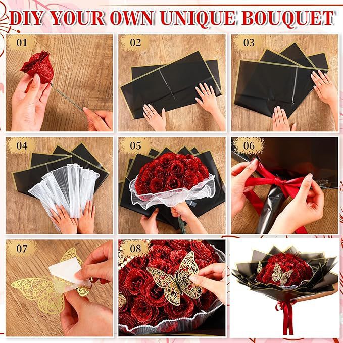 Buquê de rosas douradas de natal com coroa de borboleta presente_voghion.com