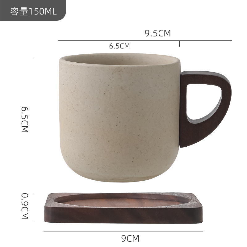 Taza de café de cerámica gruesa de arcilla, hogar chino, pequeño y exquisito café con leche, taza de agua de cerámica mate, diseño retro de nicho