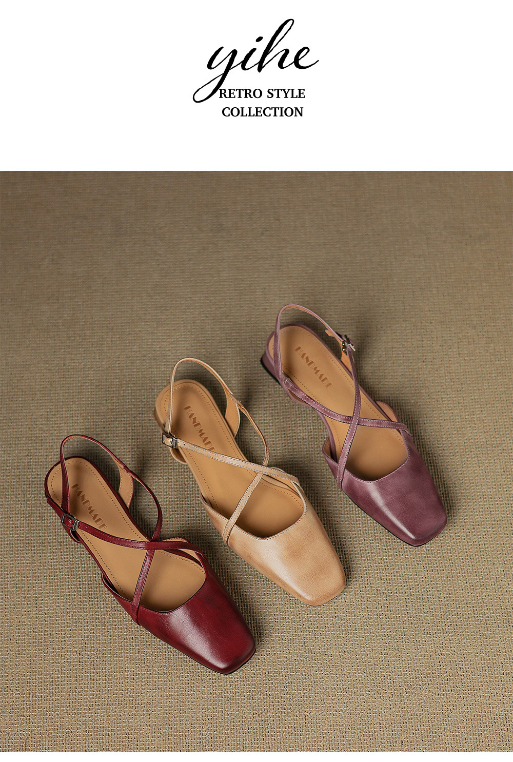 Sandal nữ mũi kín quai chéo buộc dây gót thấp phong cách Hàn Quốc — màu tím chi tiết 15