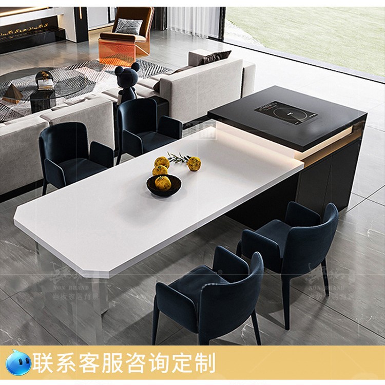 Mesa de mesa de mesa de mesa de mesa de mesa de isla integrada para el hogar, cocina occidental, mesa de isla de roca, encimera de cocina abierta, estación de guía de viento de Ji Ji, venta directa de fábrica