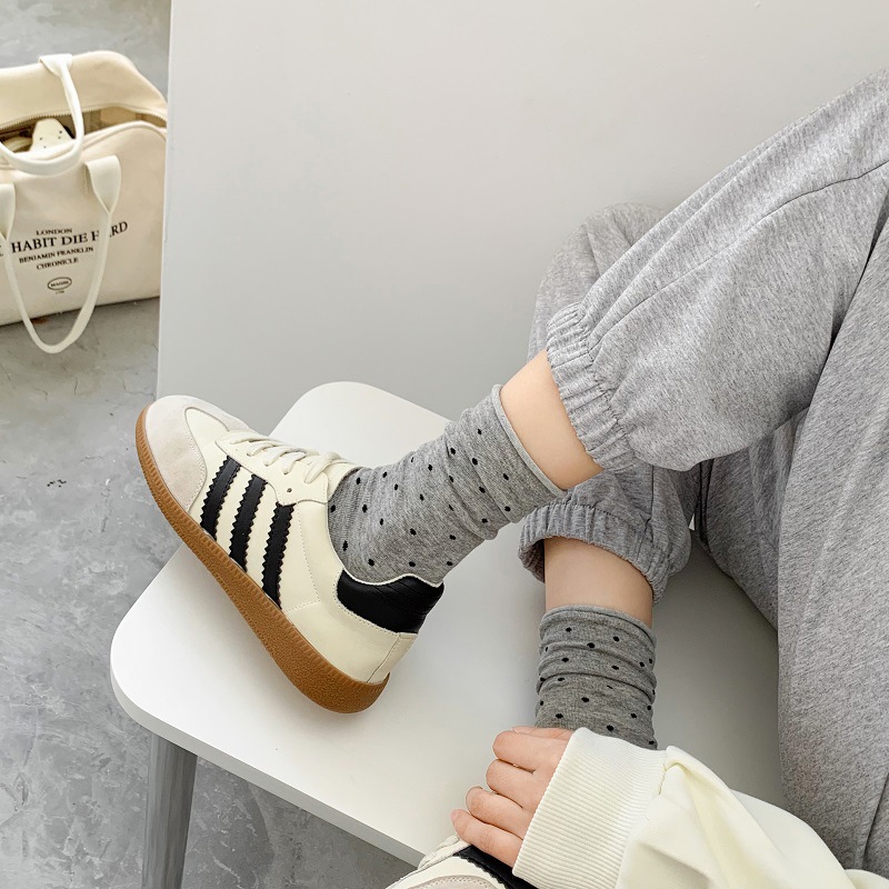 Calcetines femeninos de media caña estilo coreano, puntos de lunares, cómodos y transpirables para primavera y verano