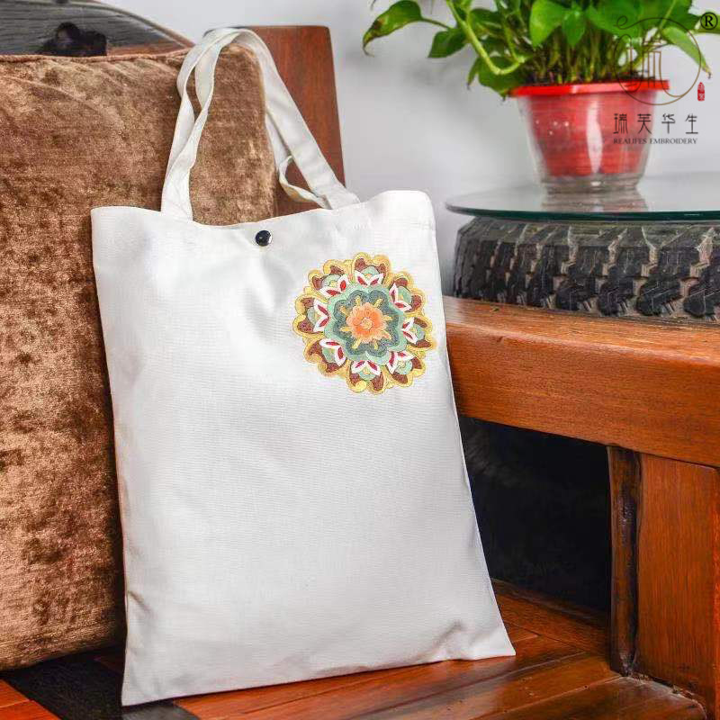 厂家直销爆款电脑绣花团花帆布包上班外出高颜值通勤百搭单肩包