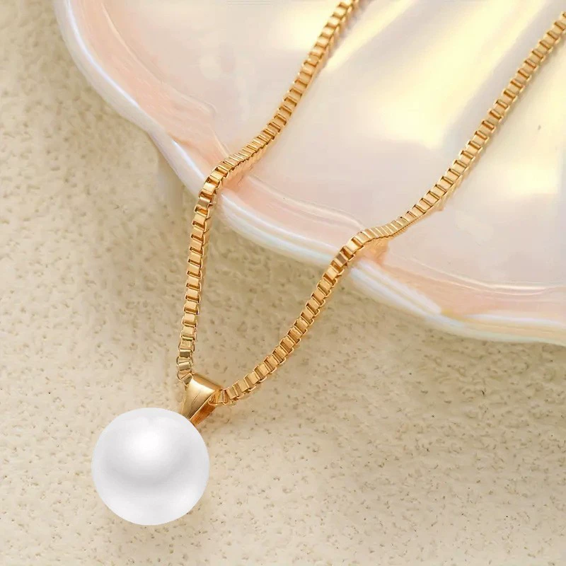 Fashionable pendant from pearl, necklace and earrings, universal set, sophisticated commemorative rosary, jewelry, light luxury style, Birthday gift