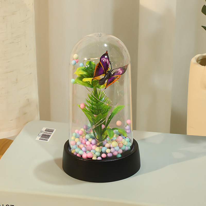 ロマンチックなバレンタインデー520告白プレゼント誕生日プレゼントシミュレーション花led発光蝶金箔花飾り|undefined