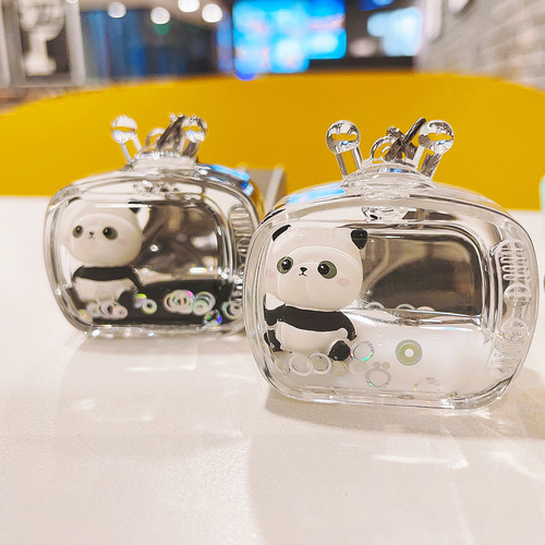 Oiled Acrylic Floating Doll Panda Keychain Exquisite Quicksand Keychain Bag Pendant Claw Machine Gift Wholesale