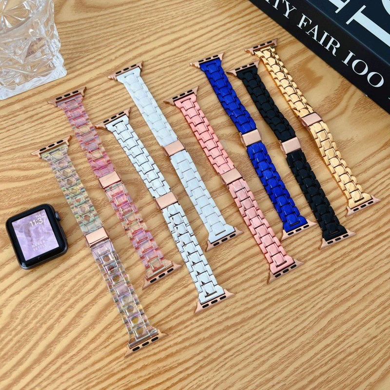 Подходящий к Applewatch 9-го поколения лазер цветной ремешок для часов Apple watch 87654321 смола радуга se лeто
