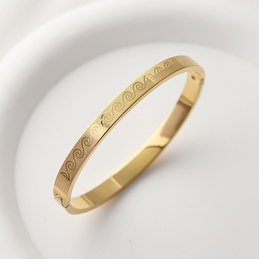 Holiday, Daily Occasion Retro Solid Color 304 Stainless Steel Bangle In Bulk