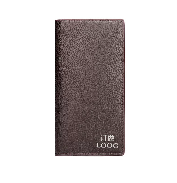 Brown lychee pattern long wallet