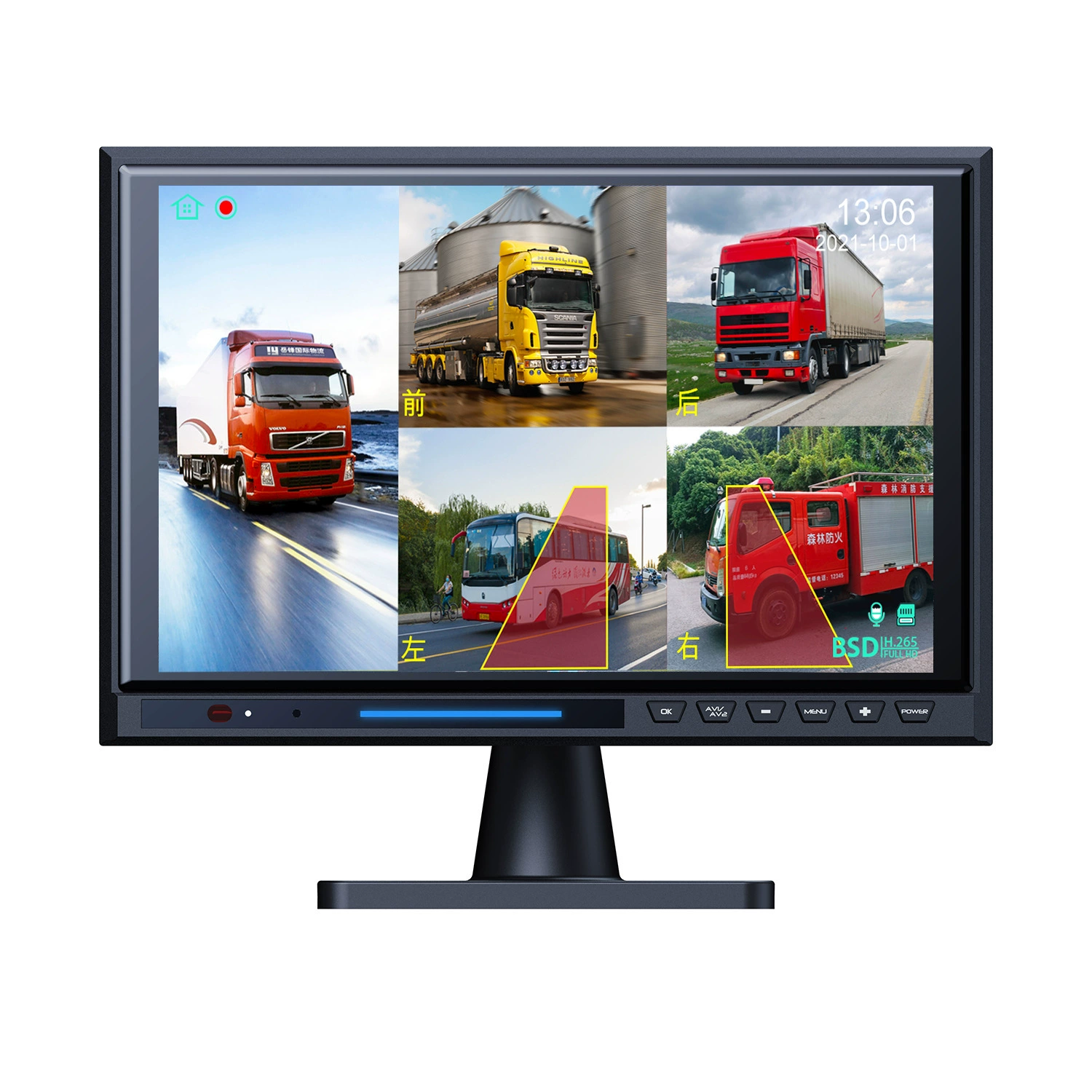 360 Five Road 1080P звездного света ночного видения BSD слепой зоны предупреждения 10-дюймовый сенсорный экран грузовик видеорегистратор