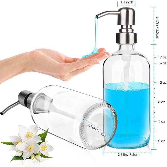 Cadena de suministro de Amazon vidrio 6 oz botellas de desinfectante de manos botellas de vidrio de acero inoxidable prensado dispensador de jabón