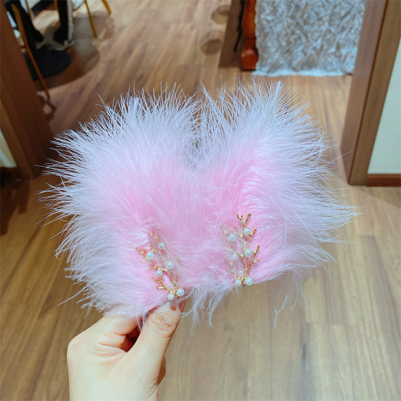 Tocado de plumas horquilla Mori Hada clip lateral chica estudiante Hanfu accesorios para el cabello Internet celebridad Hada piel horquilla al por mayor